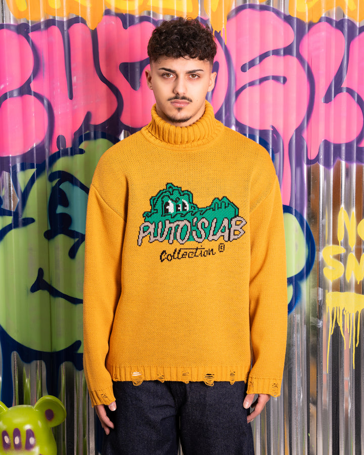 PULLOVER COLLO ALTO SENAPE