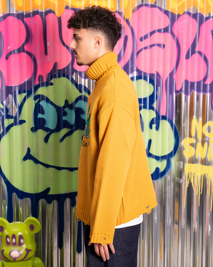 PULLOVER COLLO ALTO SENAPE