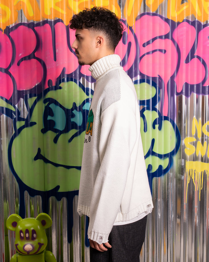 PULLOVER COLLO ALTO PANNA